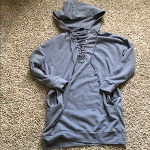 ⚡️Blue hoodie with lace up front